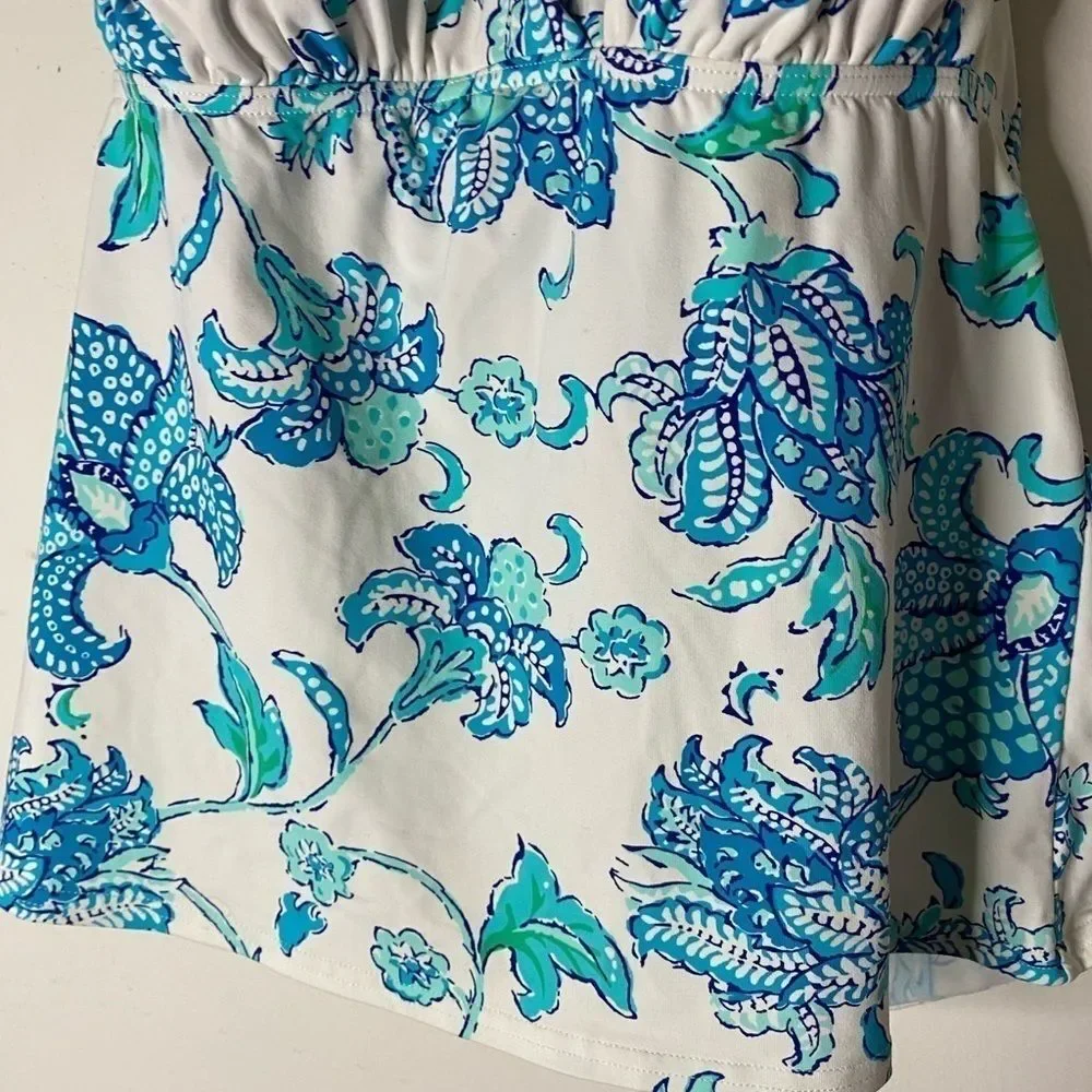 Lands’ End Blue, Green, and White Halter Tankini Size 8